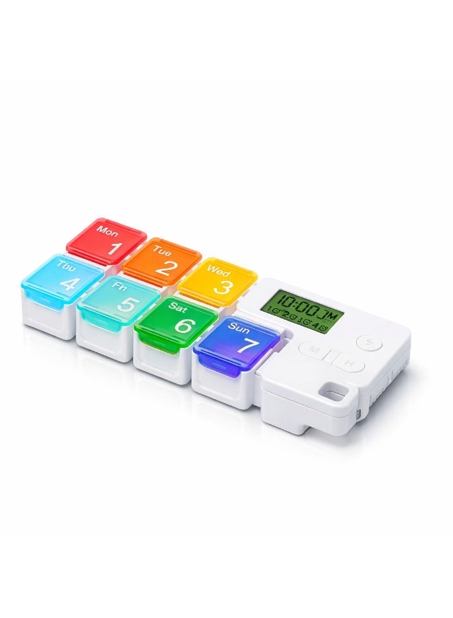 AKSONZ 7 Day Weekly Pill Organizer with Alarm Reminder Smart AM PM Medicine Box 2 Times a Day Electronic Pill Case for Vitamins & Supplements Portable Travel Organizer for Seniors & Alzheimer’s Patients - Image 1
